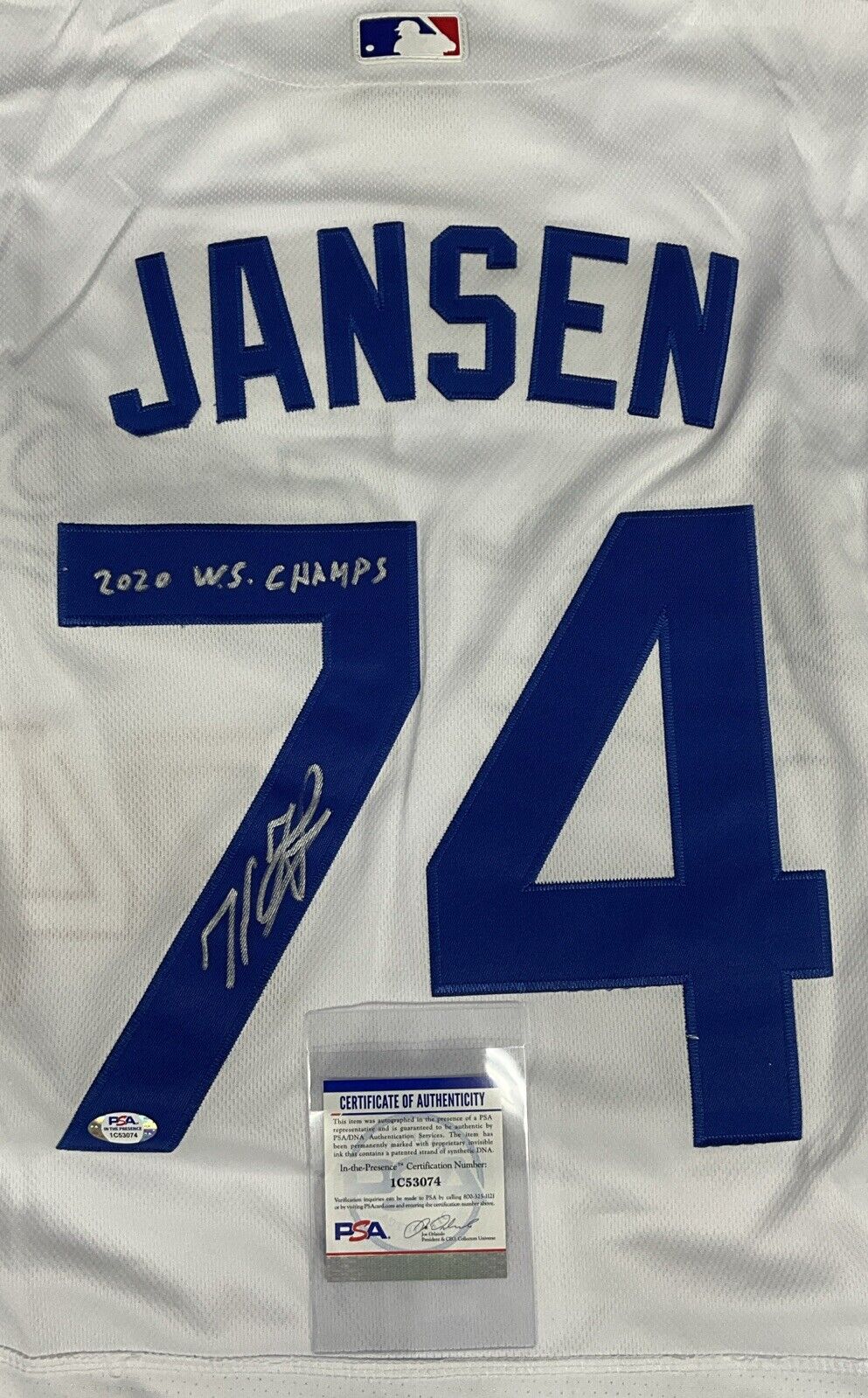 KENLEY JANSEN DODGERS SIGNED 2020 WORLD SERIES JERSEY 2020 WS CHAMP" PSA 1C53074