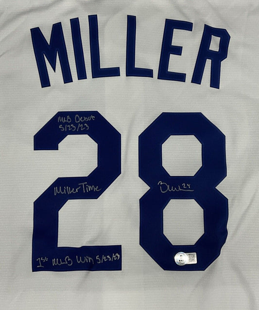 BOBBY MILLER SIGNED DODGERS JERSEY "MILLER TIME MLB DEBUT 1ST WIN " BAS 1W826522