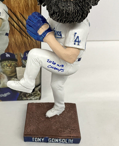 TONY GONSOLIN SIGNED DODGERS SGA BOBBLEHEAD "2020 WS CHAMPS" INSCRIP PSA 2C60240