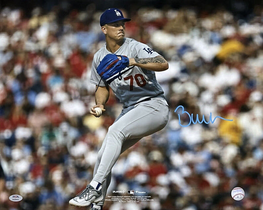 BOBBY MILLER DODGERS SIGNED 16X20 PITCHING VS PHILLIES PHOTO PSA WITNESS COA