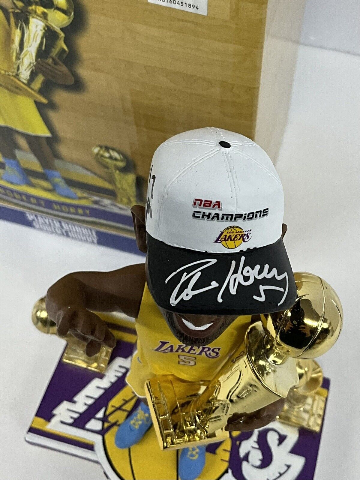 ROBERT HORRY SIGNED LAKERS FOCO /216 BOBBLEHEAD 00,01,02 CHAMPS" INS BAS W128247