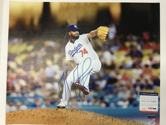 KENLEY JANSEN DODGERS ALL TIME SAVES LEADER SIGNED 18X22 CANVAS PRINT PSA 6993