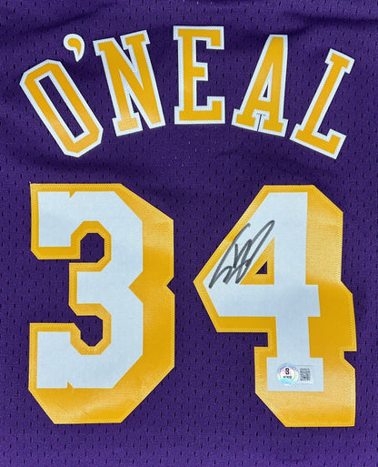 SHAQUILLE O'NEAL SIGNED LOS ANGELES LAKERS MITCHELL & NESS JERSEY BAS 1W489278