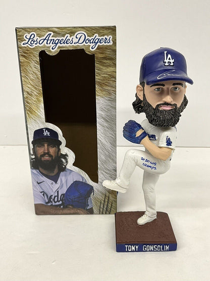 TONY GONSOLIN SIGNED DODGERS SGA BOBBLEHEAD "2020 WS CHAMPS" INSCRIP PSA 2C60244