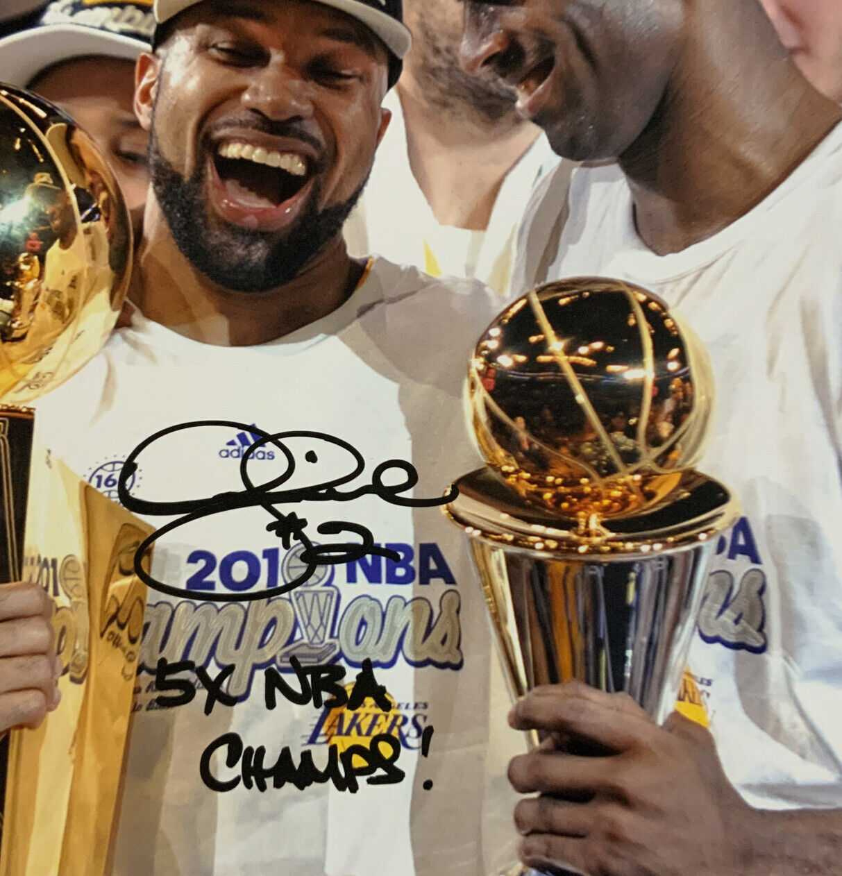 DEREK FISHER SIGNED 11X14 PHOTO WITH KOBE BRYANT "5X NBA CHAMPS" INSCRIP PSA ITP