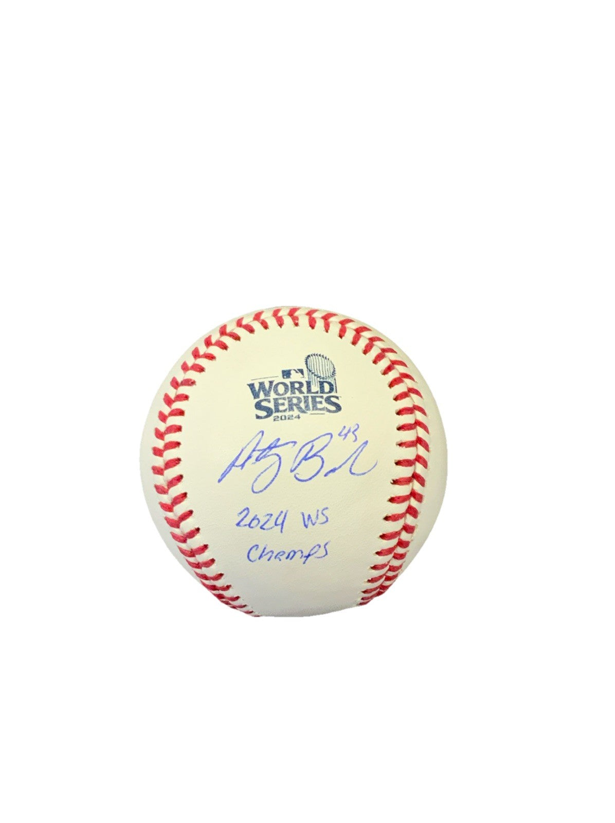 ANTHONY BANDA SIGNED 2024 WORLD SERIES MLB BASEBALL "2024 WS CHAMPS" PSA WITNESS