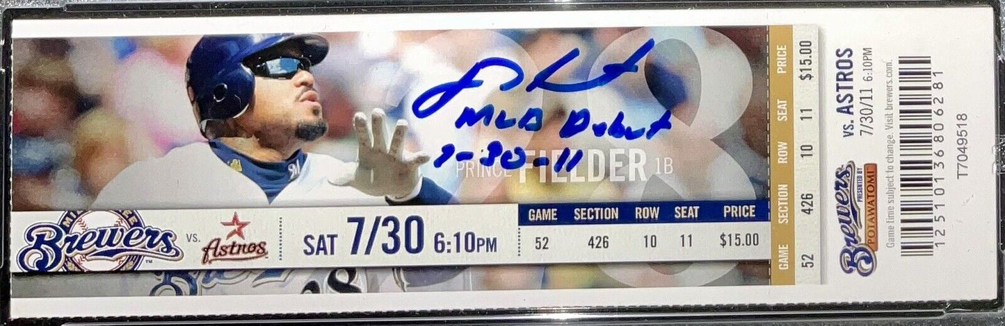 JD MARTINEZ SIGNED MLB DEBUT FULL TICKET "MLB DEBUT 7-30-11" INSC PSA 85104095