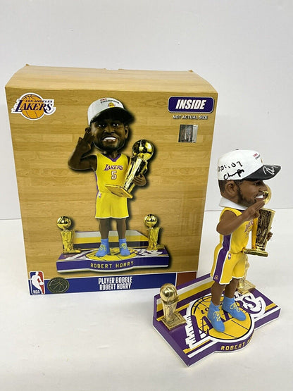 ROBERT HORRY SIGNED LAKERS FOCO /216 BOBBLEHEAD 00,01,02 CHAMPS" INS BAS W128247