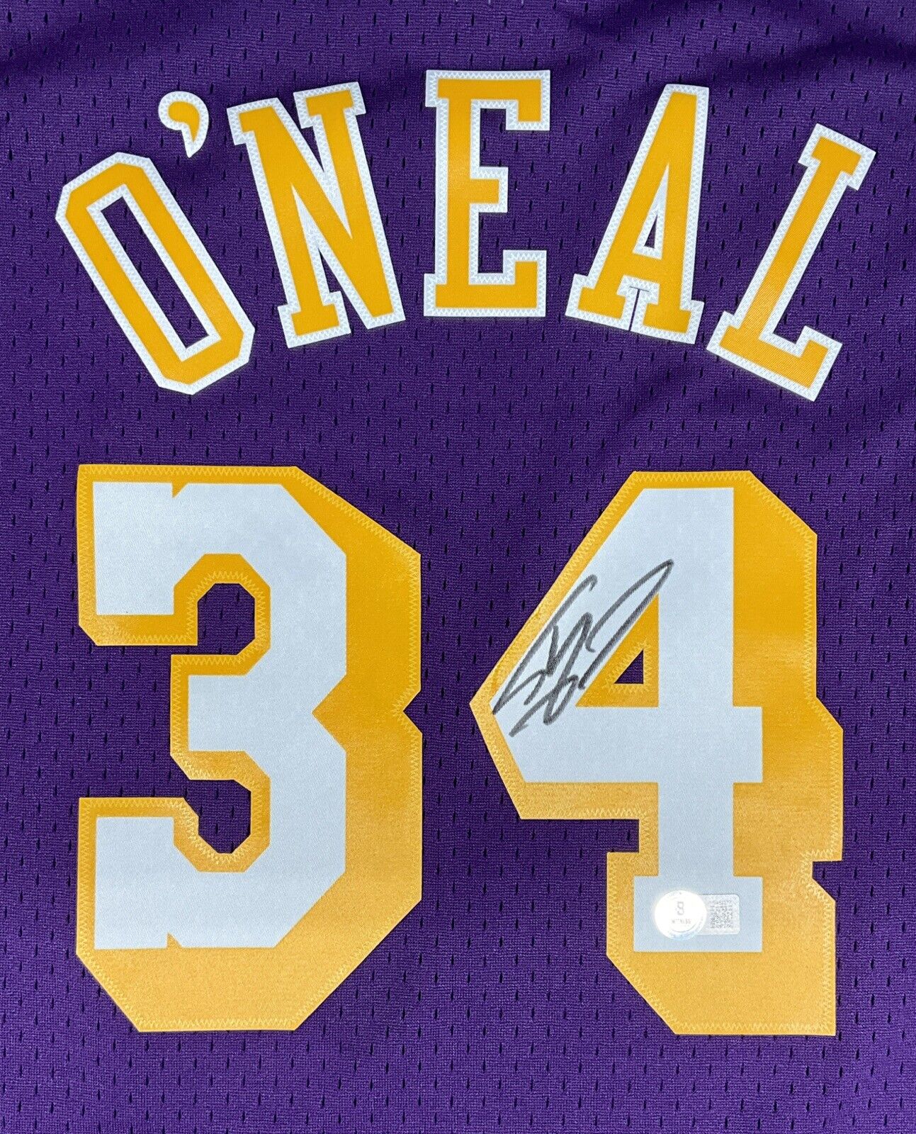 SHAQUILLE O'NEAL SIGNED LOS ANGELES LAKERS MITCHELL & NESS JERSEY BAS 1W489277