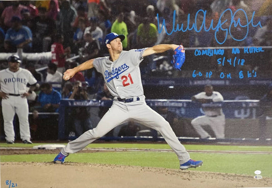 8/21 DODGERS WALKER ANTHONY BUEHLER FULL NAME SIGNED 22X32 NO-HITTER CANVAS BAS