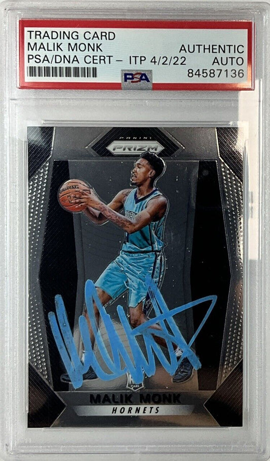 MALIK MONK SIGNED HORNETS PANINI PRIZM #233 RC PSA SLABBED ITP 84587136