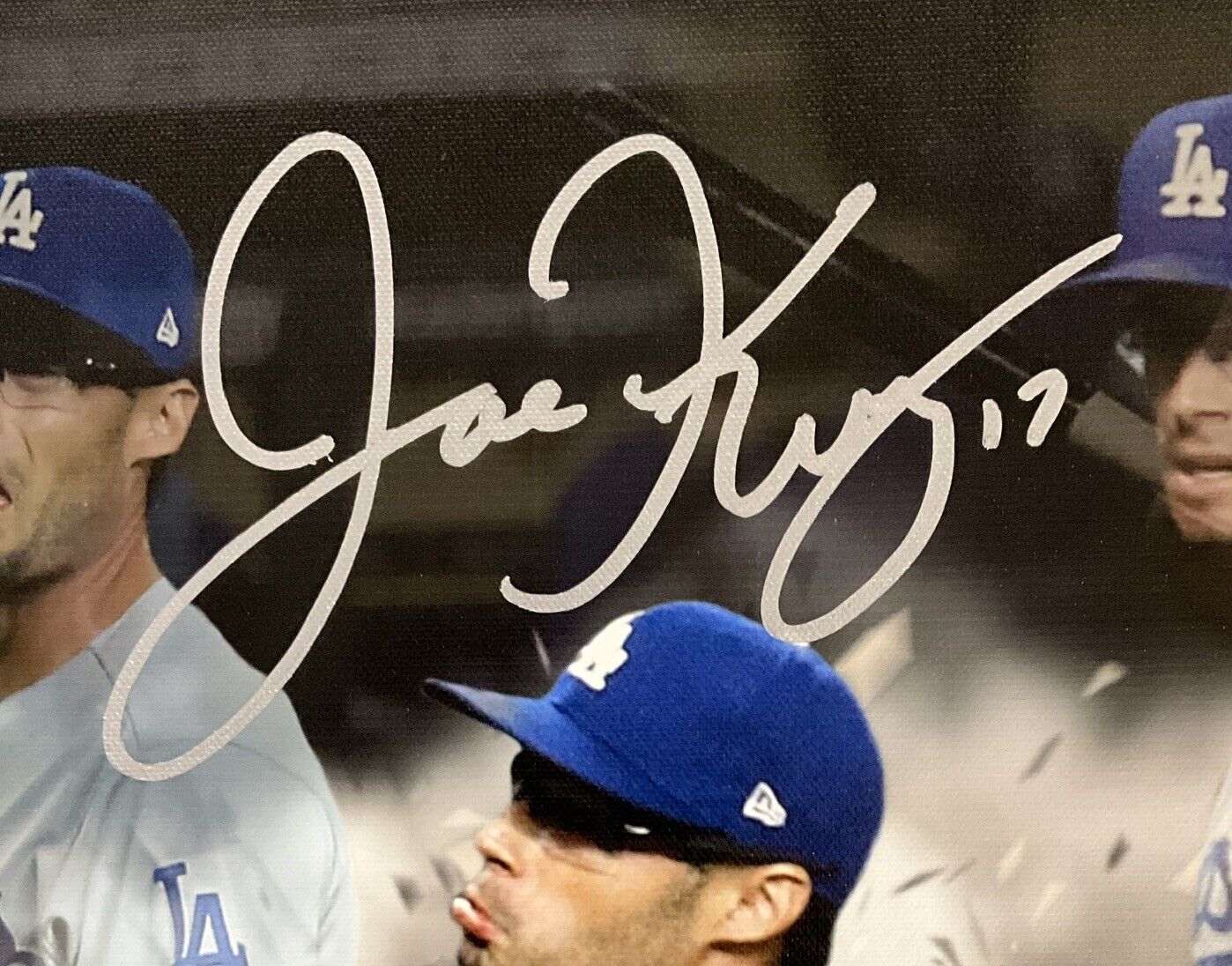 13/17 JOE KELLY DODGERS SIGNED 22X26 POUTY FACE EDIT CANVAS NICE SWING BITCH PSA