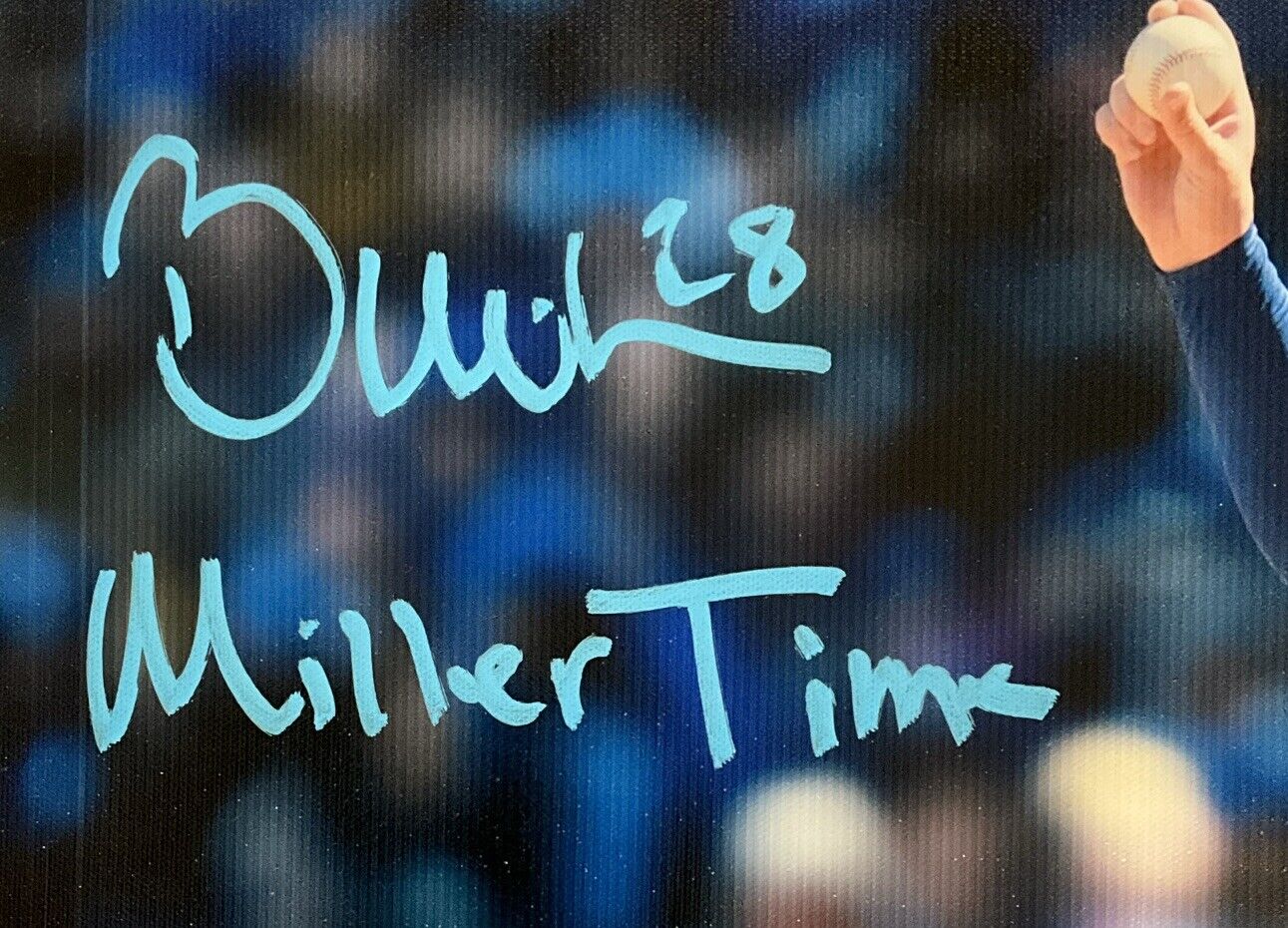 5/28 BOBBY MILLER DODGERS SIGNED 20X30 CANVAS PRINT "MILLER TIME" BECKETT ITP