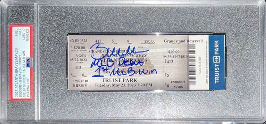 BOBBY MILLER MLB DEBUT & 1ST WIN 5/23/23 Ticket Stub PSA GEM MT 10 AUTO 76403926