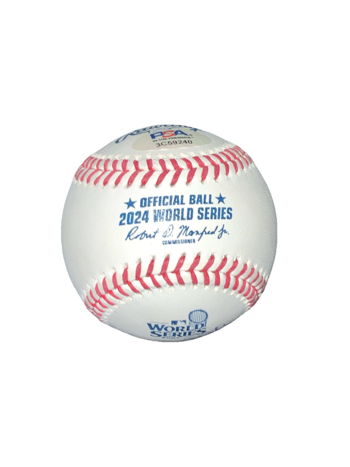 WALKER BUEHLER SIGNED 2024 WORLD SERIES BASEBALL  "2024 WS CHAMPS"  PSA WITNESS
