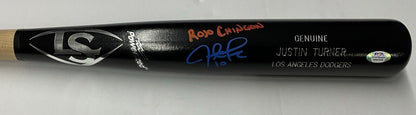 JUSTIN TURNER DODGERS SIGNED LOUISVILLE SLUGGER BAT "ROJO CHINGON" PSA 9A87956