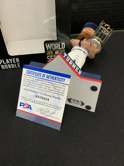 JUSTIN TURNER DODGERS SIGNED FOCO 2020 WS CHAMPIONSHIP BOBBLEHEAD PSA 9A70524