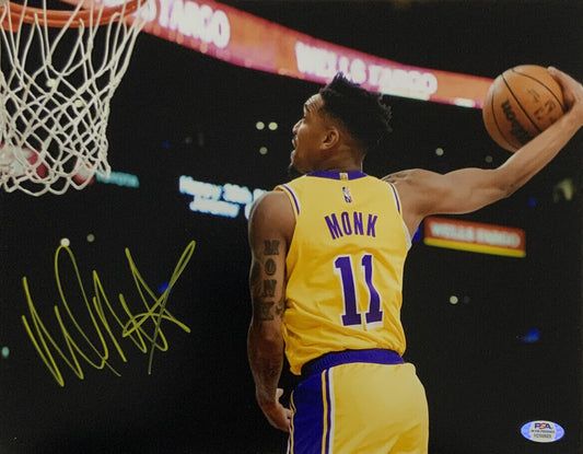 MALIK MONK LAKERS SIGNED 11X14 DUNK PHOTO YELLOW  PSA ITP AUTHENTICATED