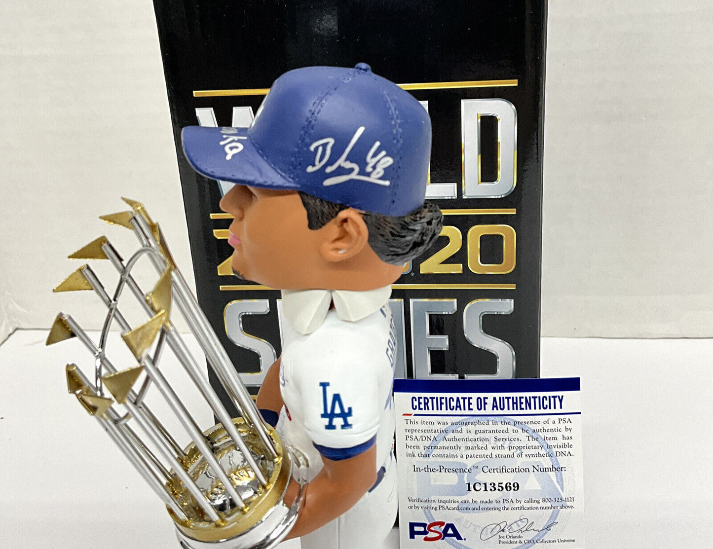 BRUSDAR GRATEROL DODGERS SIGNED 2020 WS FOCO BOBBLEHEAD "BAZOOKA" PSA 1C13569