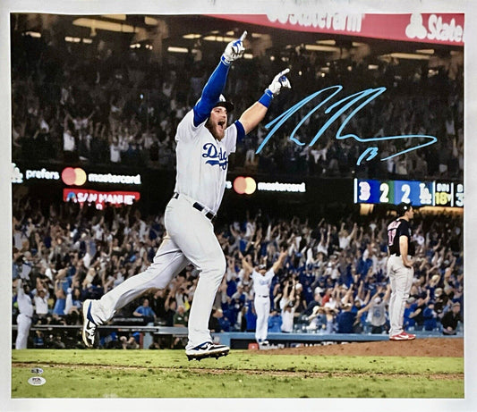 MAX MUNCY DODGERS SIGNED 22X26 2018 WORLD SERIES WALKOFF HR CANVAS PSA 2C51245