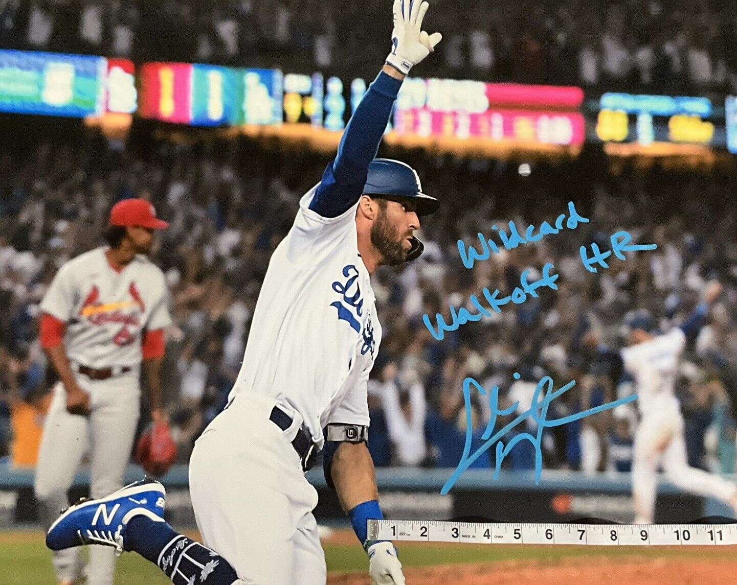 CHRIS TAYLOR DODGERS SIGNED 22X26 CANVAS "WILDCARD WALKOFF HR" PSA 2C53370