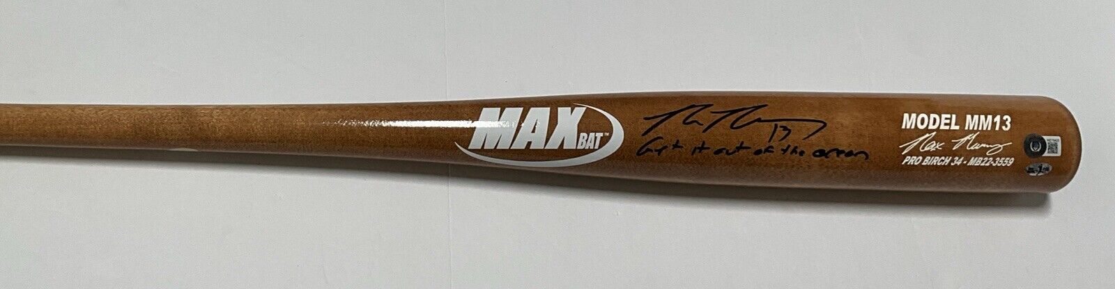 MAX MUNCY DODGERS SIGNED MAXBAT MODEL BAT "GET IT OUT OF THE OCEAN" BAS WZ79425