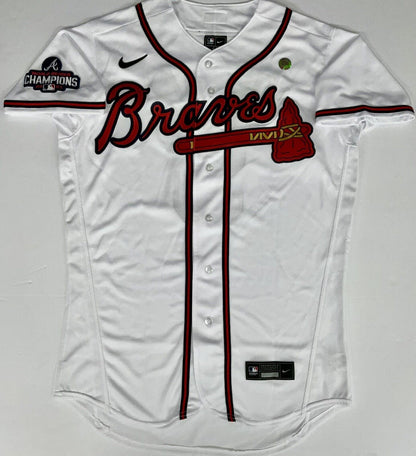 FREDDIE FREEMAN SIGNED BRAVES 2021 WORLD SERIES JERSEY "21 WS CHAM" MLB FANATICS