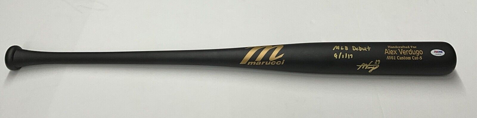 ALEX VERDUGO YANKEES SIGNED MARUCCI MODEL BAT AV61 "MLB DEBUT 9/1/17 PSA RG25216