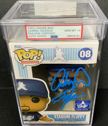 GABRIEL IGLESIAS SIGNED "STADIUM FLUFFY" FUNKO POP 08 PSA GEM MT 10 AUTO AM08181