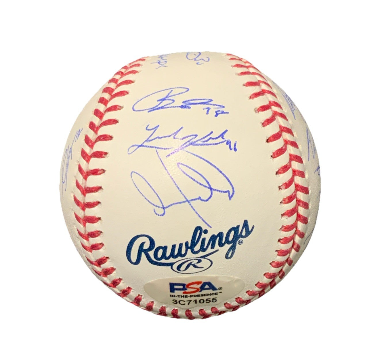 DODGERS SIGNED 2024 WORLD SERIES BALL 21 AUTOS FREEMAN TEO MUNCY BUEHLER PSA 055