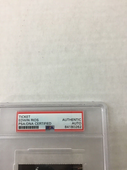 DODGERS EDWIN RIOS SIGNED 1ST MLB HIT 6-29-19 TICKET STUB PSA/DNA SLABBED 180262