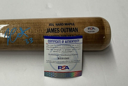 JAMES OUTMAN DODGERS SIGNED MARK LUMBER GAME MODEL J01 MAPLE BAT PSA RG51301