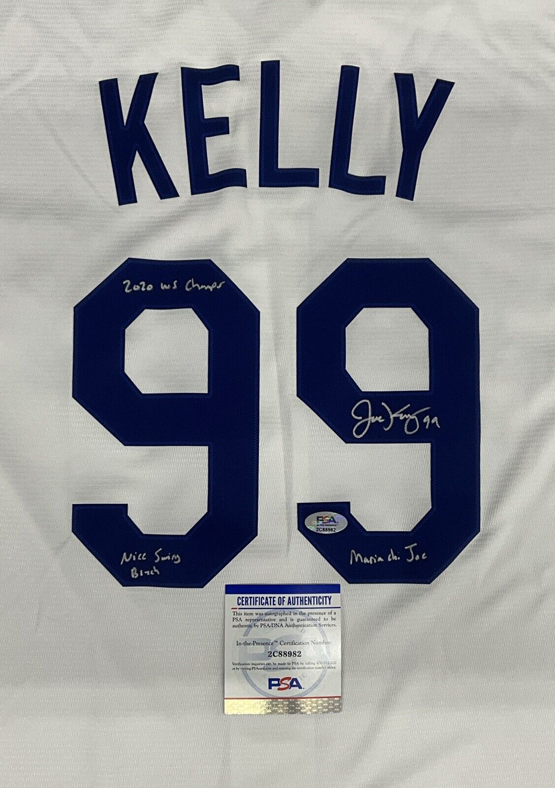 JOE KELLY SIGNED JERSEY "2020 CHAMPS NICE SWING BITCH MARIACHI JOE" PSA 2C88982