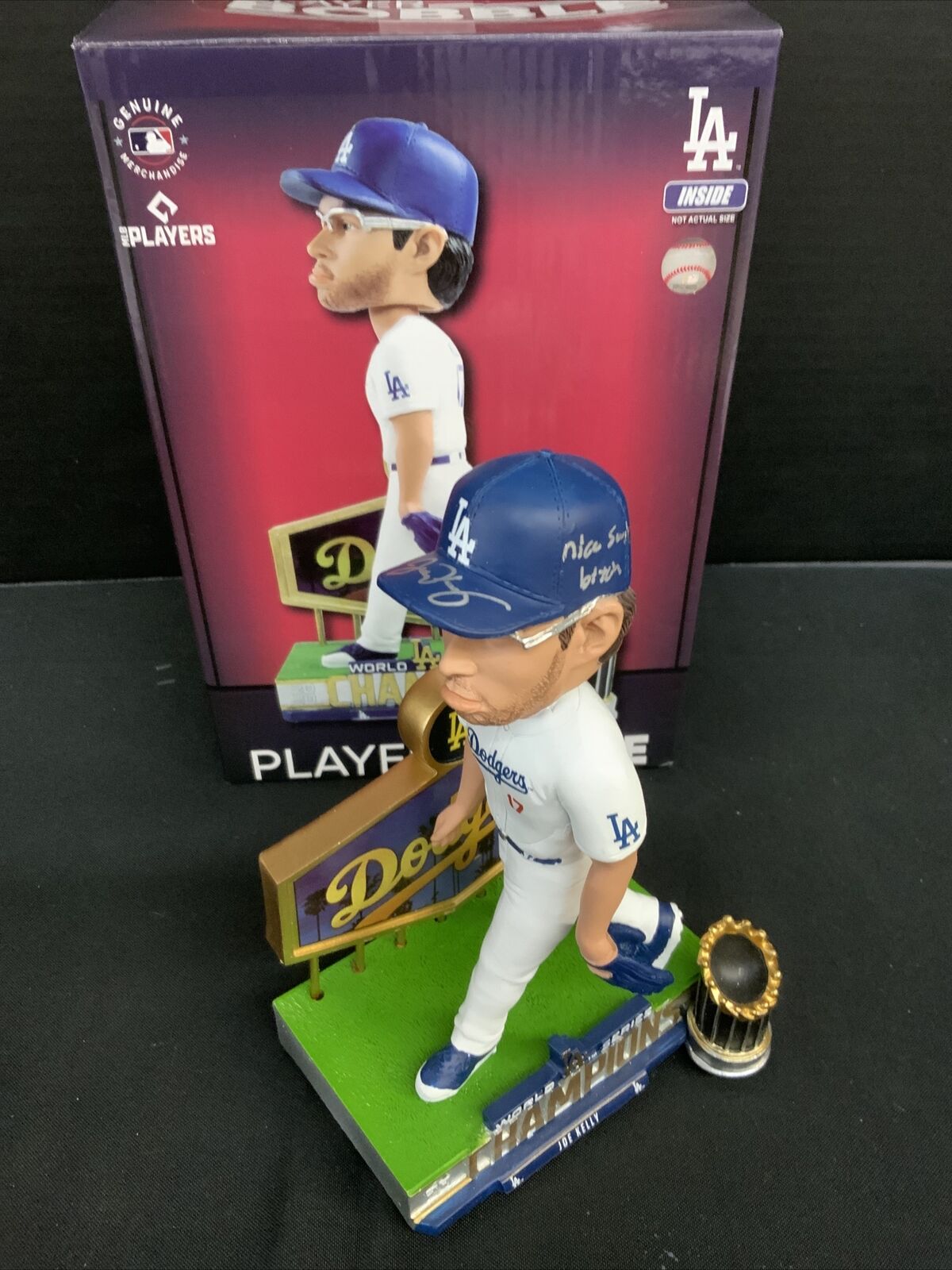 JOE KELLY DODGERS SIGNED POUTY FACE BOBBLEHEAD "NICE SWING BITCH" PSA 9A96004