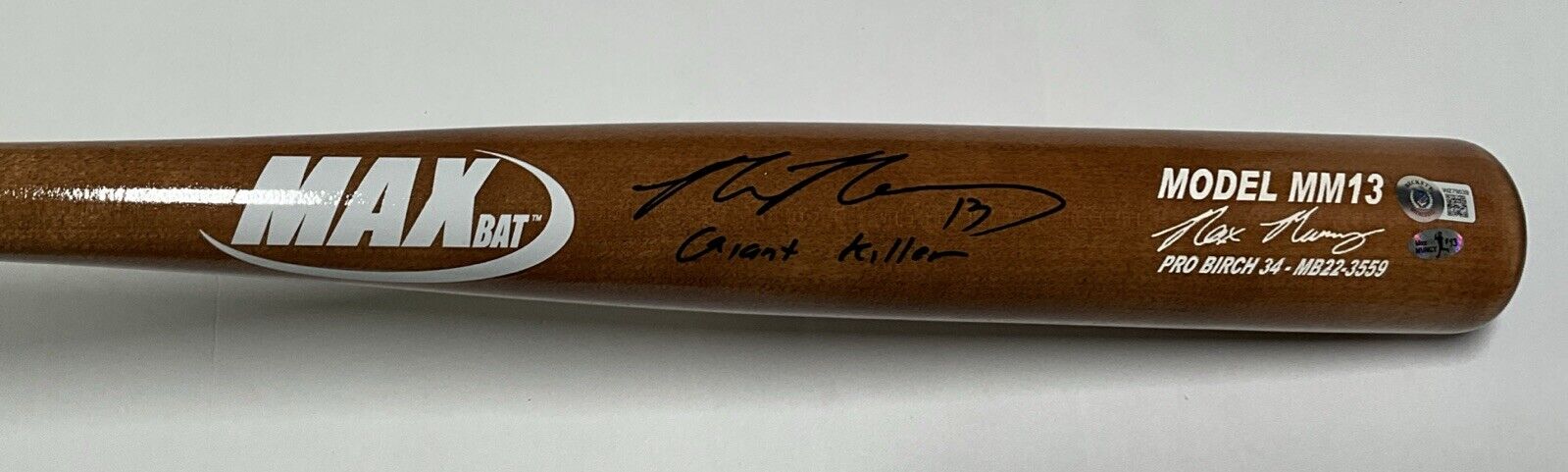 MAX MUNCY DODGERS SIGNED GOLD MAXBAT GAME MODEL BAT "GIANT KILLER" BAS WZ79539