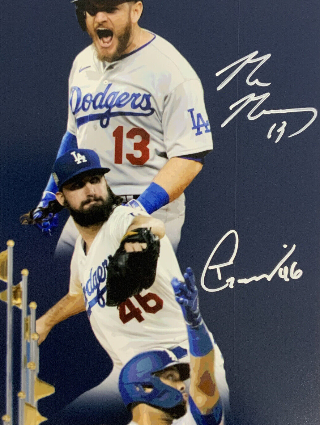 16/20 DODGERS 2020 WORLD SERIES 16X20 PHOTO WITH 10 AUTOGRAPHS MUNCY TAYLOR PSA