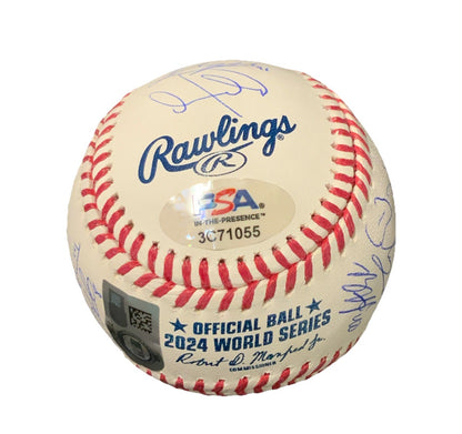 DODGERS SIGNED 2024 WORLD SERIES BALL 21 AUTOS FREEMAN TEO MUNCY BUEHLER PSA 055