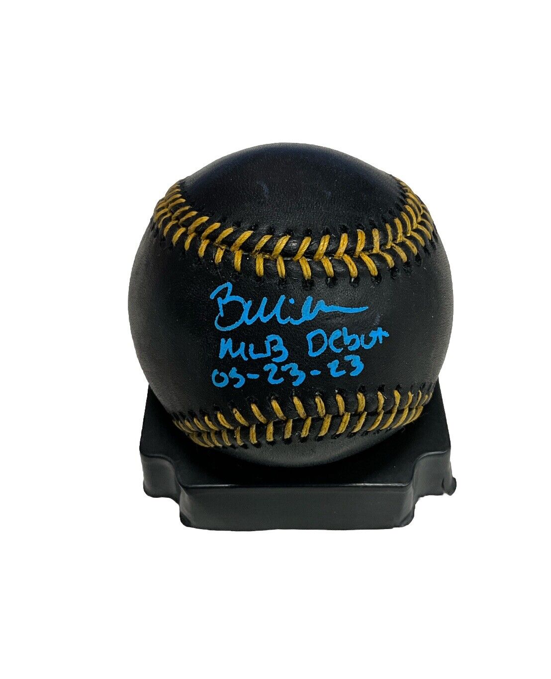 BOBBY MILLER DODGERS SIGNED BLACK BASEBALL BLUE INK  "MLB DEBUT 5/23/23" PSA