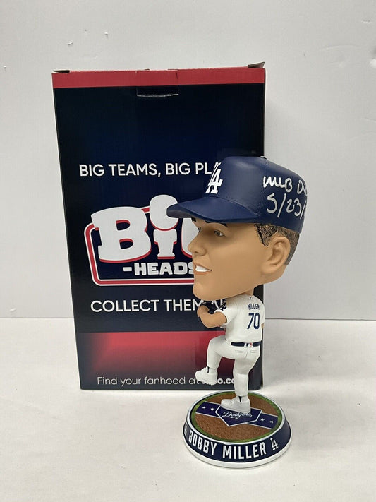 BOBBY MILLER SIGNED DODGERS FOCO BIGHEAD BOBBLEHEAD "MLB DEBUT" INSC PSA RG50517