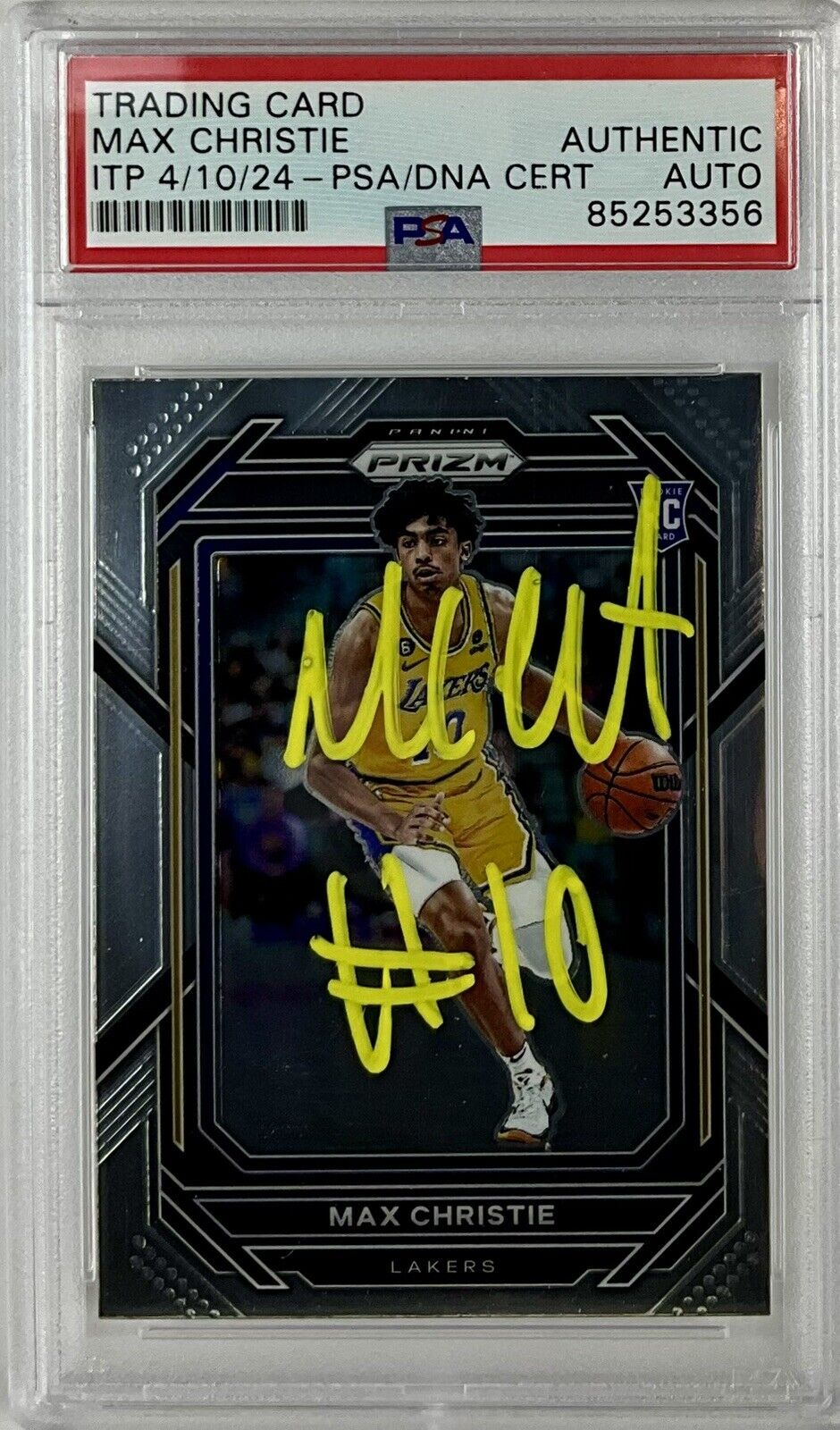 MAX CHRISTIE SIGNED LAKERS PANINI PRIZM #270 ROOKIE RC PSA SLABBED ITP 85253356