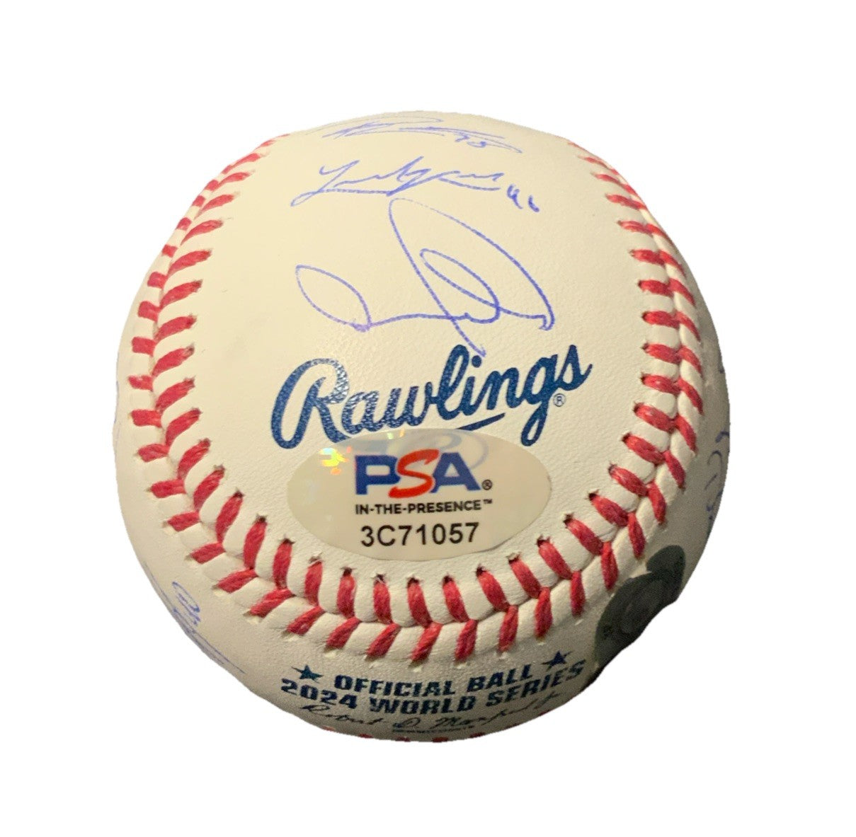 DODGERS SIGNED 2024 WORLD SERIES BALL 21 AUTOS FREEMAN TEO MUNCY BUEHLER PSA 057