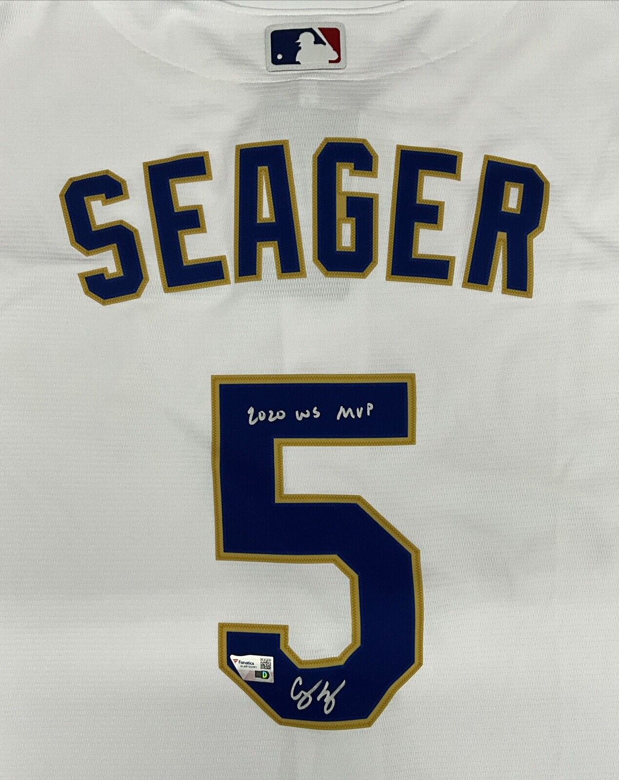 COREY SEAGER SIGNED DODGERS 2020 WS CHAMPIONS JERSEY "2020 WS MVP" FANATICS COA