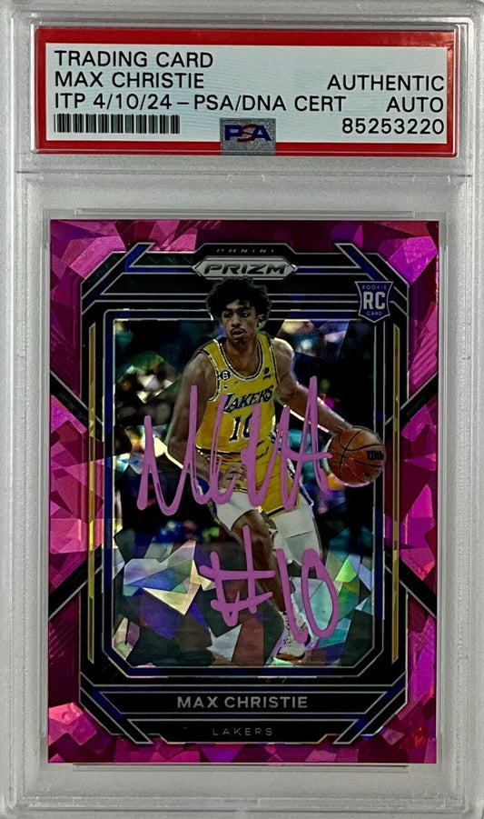 MAX CHRISTIE SIGNED LAKERS CRACKED ICE PINK PANINI PRIZM 270 RC PSA ITP 85253220