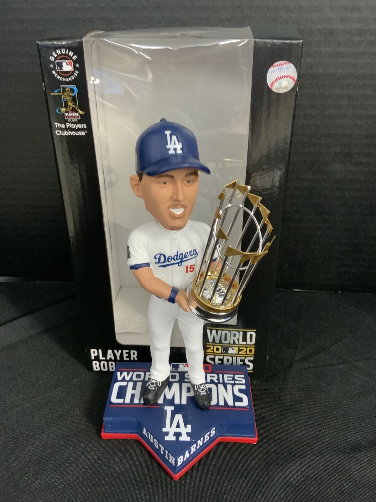 2020 WS CHAMPION AUSTIN BARNES DODGERS SIGNED FOCO CHAMPIONSHIP BOBBLEHEAD  PSA