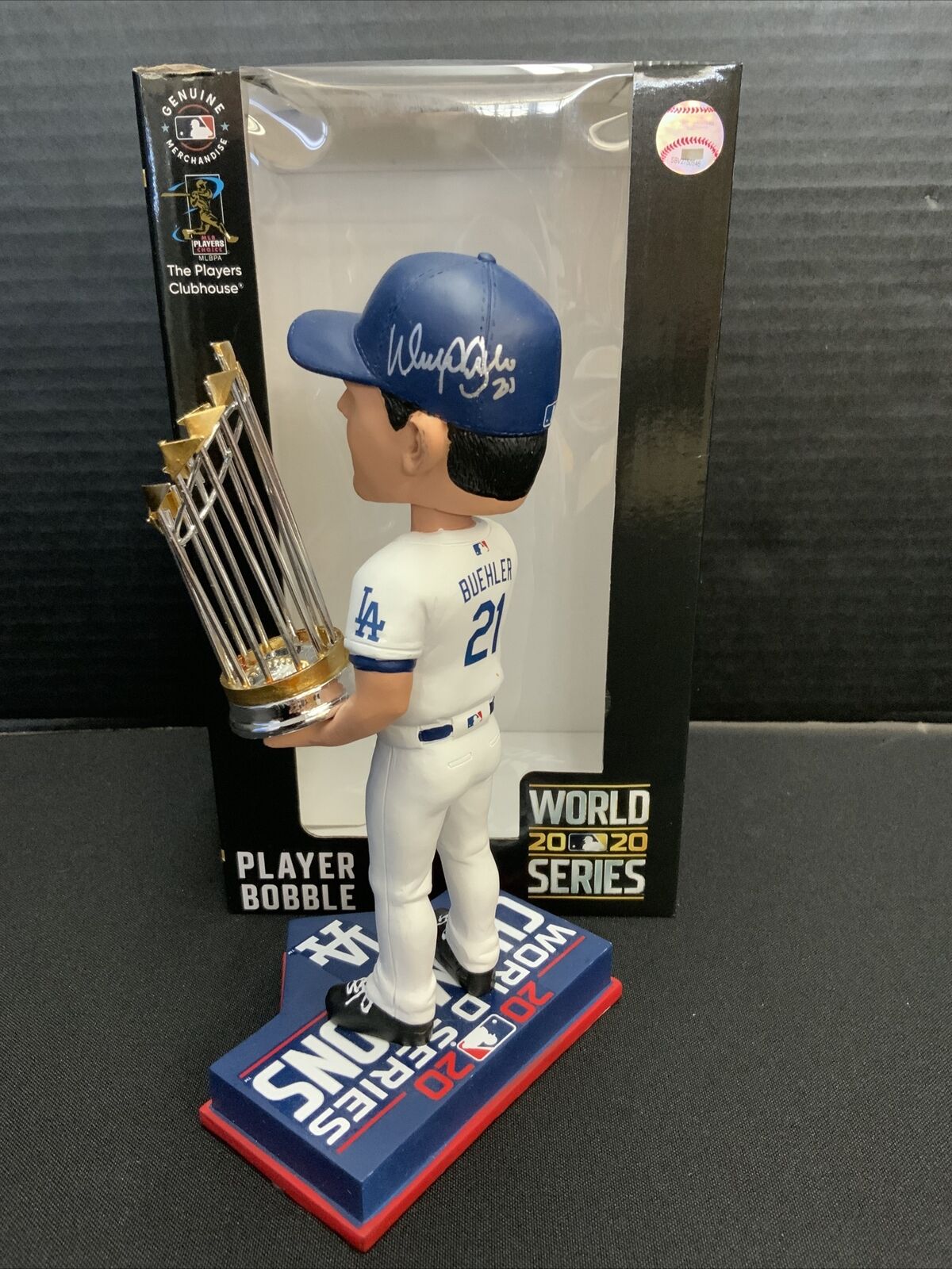 WALKER BUEHLER DODGERS SIGNED FOCO 2020 WS CHAMPIONSHIP BOBBLEHEAD WK 30271