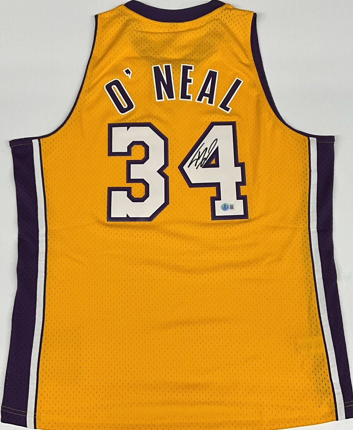 SHAQUILLE O'NEAL SIGNED LOS ANGELES LAKERS MITCHELL & NESS JERSEY BAS 1W489285