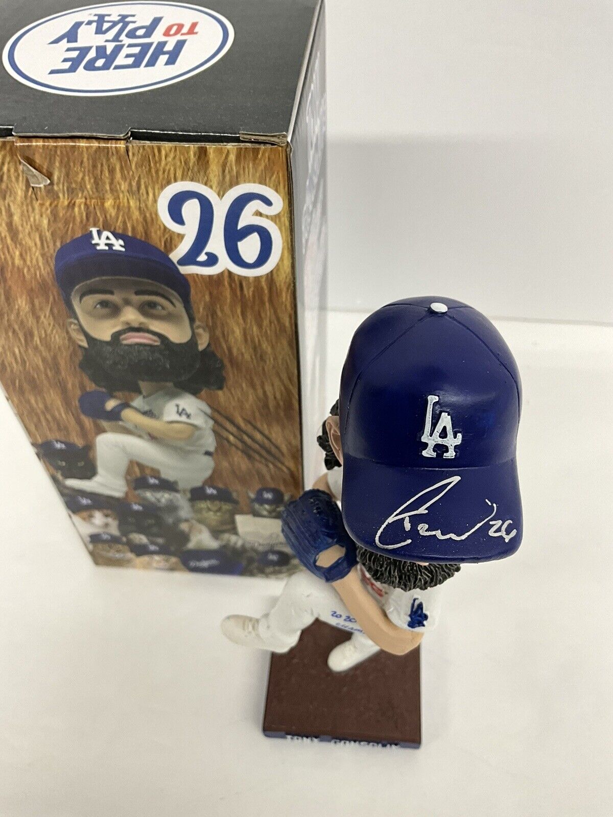 TONY GONSOLIN SIGNED DODGERS SGA BOBBLEHEAD "2020 WS CHAMPS" INSCRIP PSA 2C60244