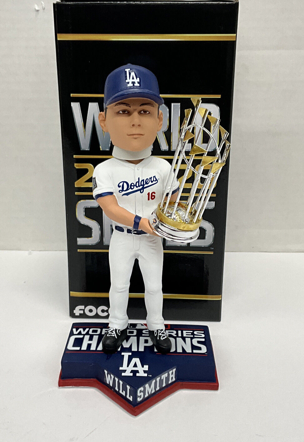 WILL SMITH DODGERS SIGNED FOCO 2020 WS CHAMPIONSHIP BOBBLEHEAD BAS WW31094