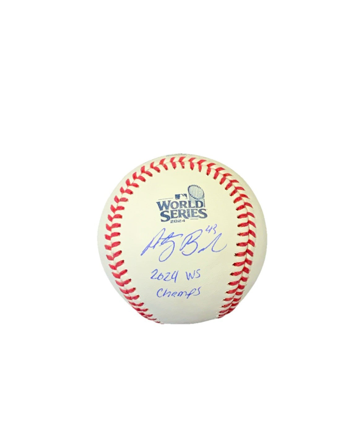 ANTHONY BANDA SIGNED 2024 WORLD SERIES MLB BASEBALL "2024 WS CHAMPS" PSA WITNESS