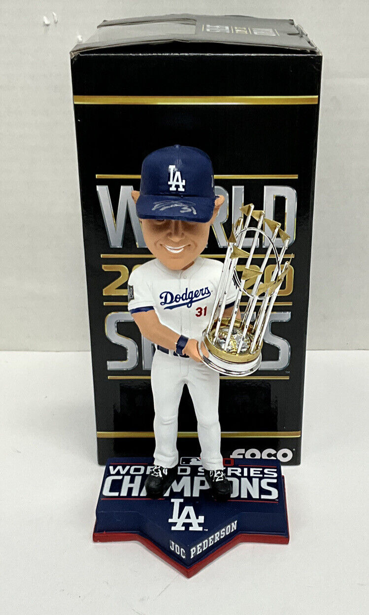 JOC PEDERSON DODGERS SIGNED FOCO CHAMPION BOBBLEHEAD "2020 WS CHAMP" BAS WL97097